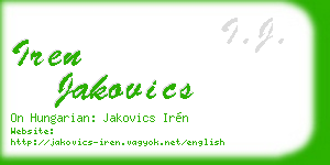 iren jakovics business card